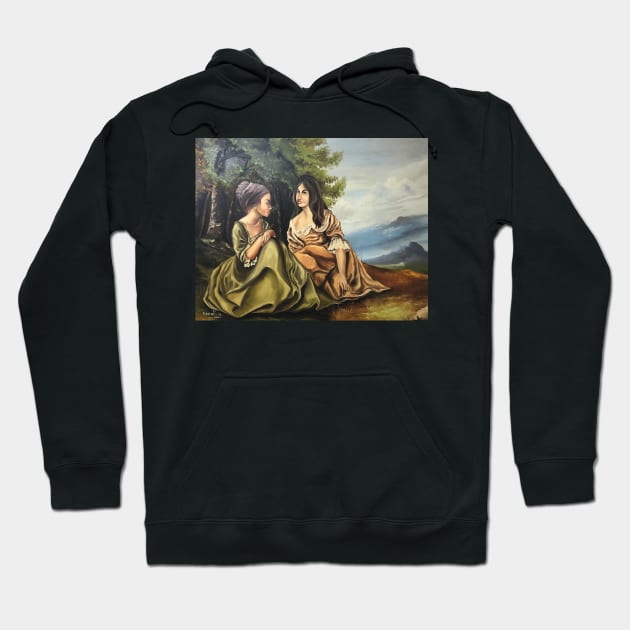 2 Women Sitting CountrySide Painting by my Father Hoodie by CocoBayWinning 